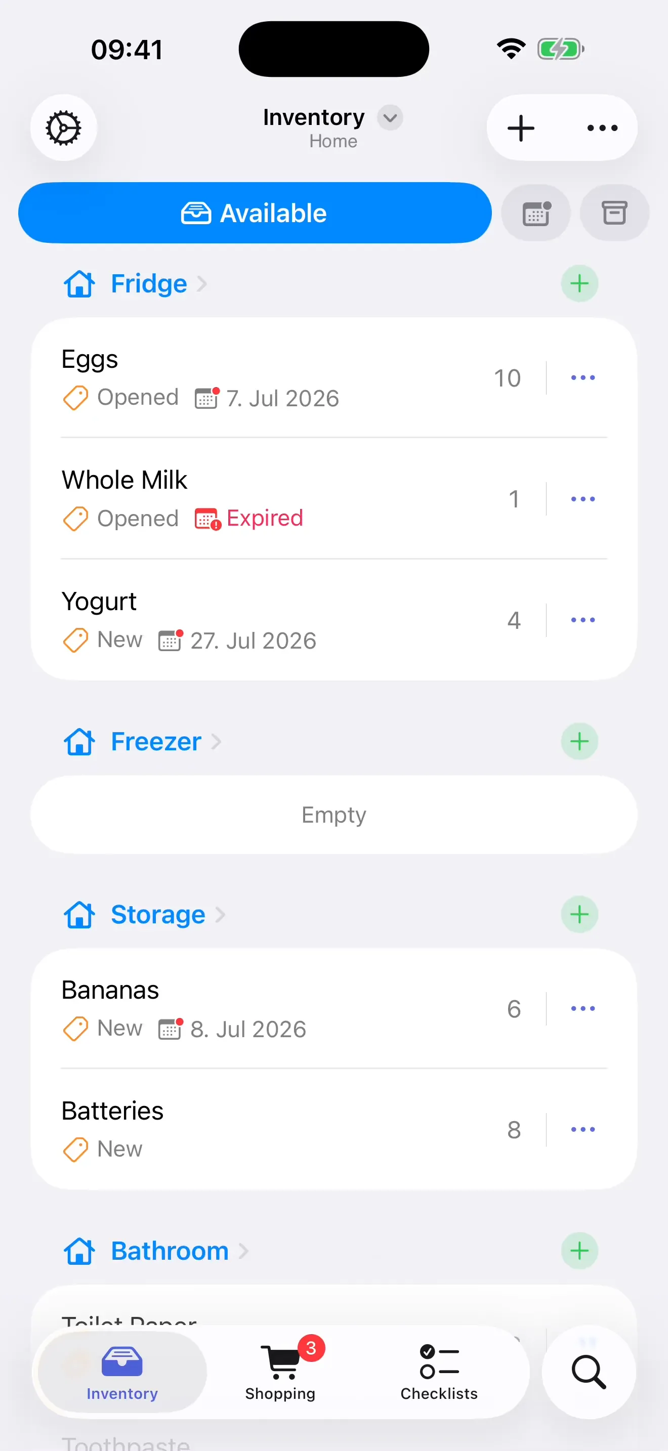 Supplies inventory overview